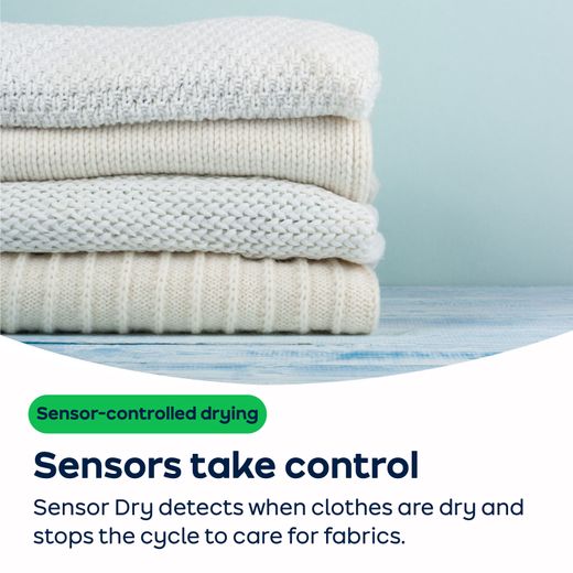Candy Smart CSEH8A2LE Wifi Connected 8Kg Heat Pump Tumble Dryer - White - AO Annotation - Sensor Dry